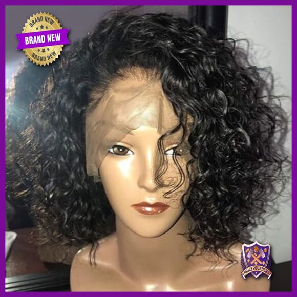 Glueless Lace Front Wig Human Hair Water Wave 12 Inch 150% Density